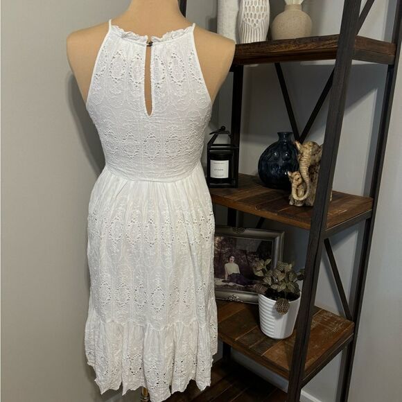 Maeve Tiered Eyelet Midi Dress White Women’s SIZE 4P - Picture 3 of 14